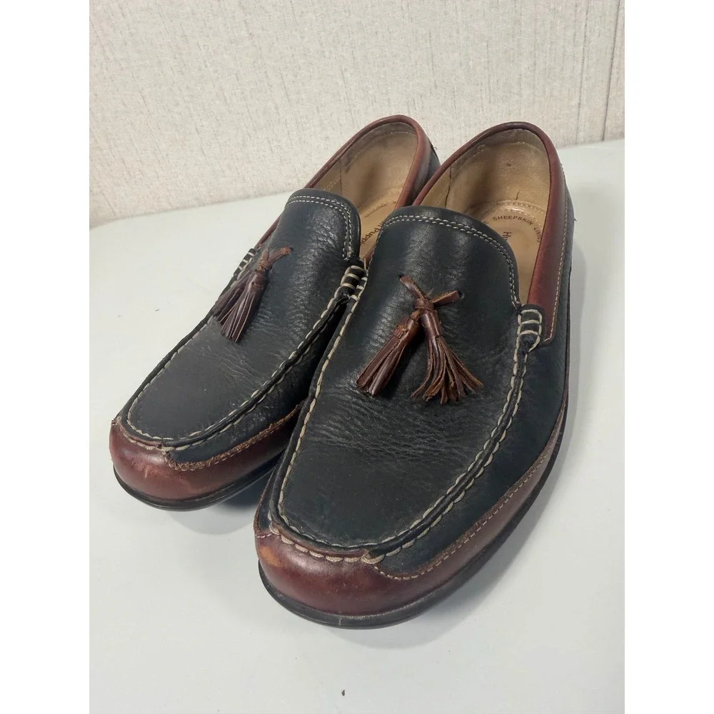 Hush Puppies Mens Leather Tassel Loafers Black Brown H100771 Size 8 M‎